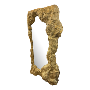 Custom - Made Cave Rock Formation Gold Finish Resin Floor Mirror