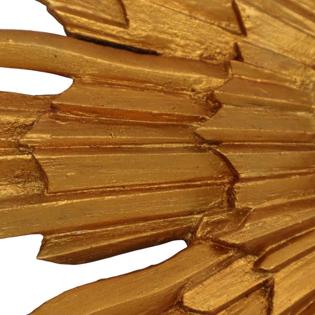 Vintage Convex Sunburst Mirror in Gilt Wood, 1950s For Sale - Image 11 of 17