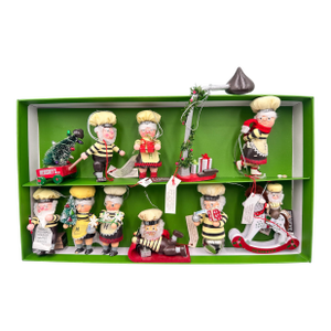 Vintage Kurt Adler Hershey’s Christmas Wood Ornaments 10pc Mr. & Mrs. Elf #7