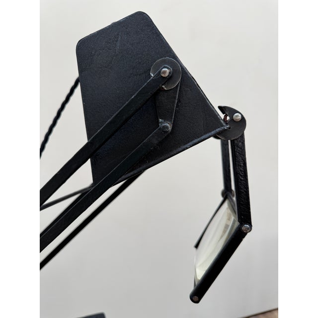 1940s Hadrill & Horstmann 'Pluslite' Counterbalance Lamp With Magnifying Glass For Sale - Image 9 of 12