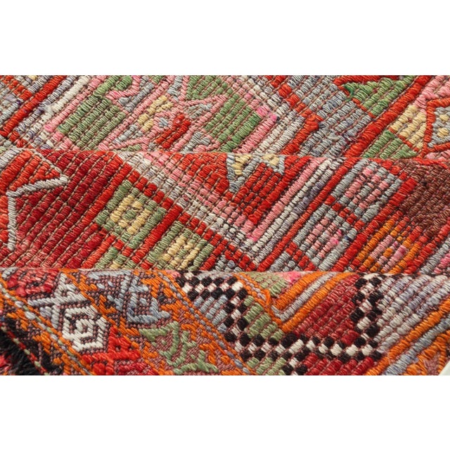 Vintage Turkish Kilim Rug With Vibrant Multicolor Star Motifs 5'5 X 10'6 For Sale - Image 10 of 11