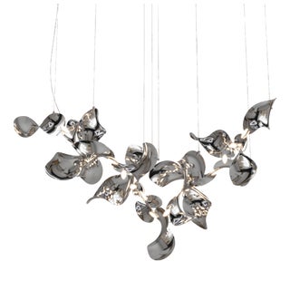 Dune 20 Cluster Chandelier with Silver Hand Polished Shades by Daniel Becker for Moss Objects For Sale