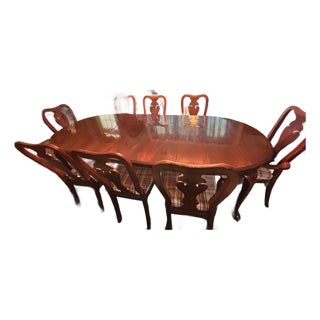 1960s Attributed Thomasville Traditional Style Mahogany Dining Table With Extension Leaves For Sale