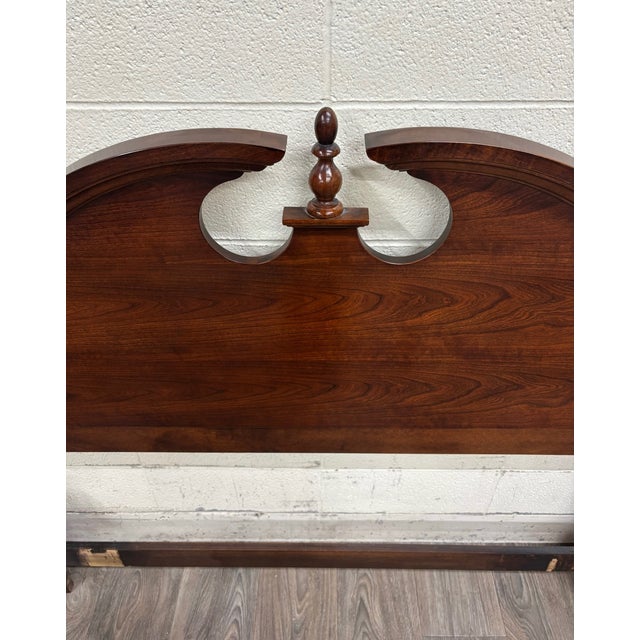 Wood Vintage Queen or Full Size Convertible Chippendale Style Poster Headboard For Sale - Image 7 of 12