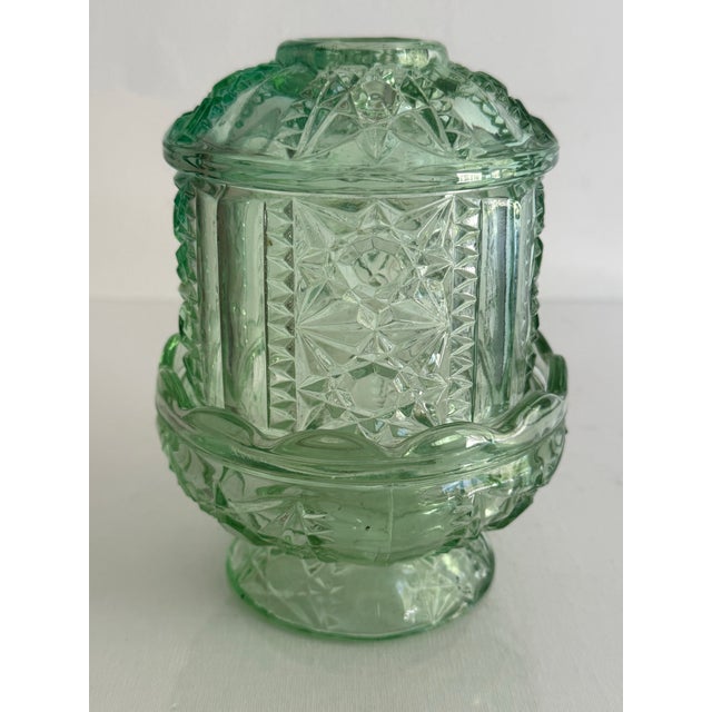 Vintage Light Green Pressed Glass Fairy Lamp For Sale - Image 10 of 10