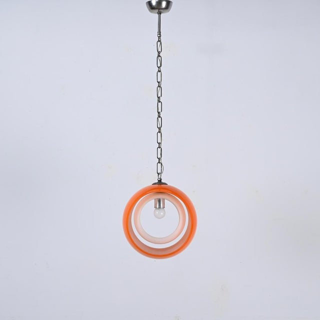 Orange Murano Glass Eclipse Pendant attributed to Carlo Nason for Mazzega, Italy, 1960s For Sale - Image 10 of 15