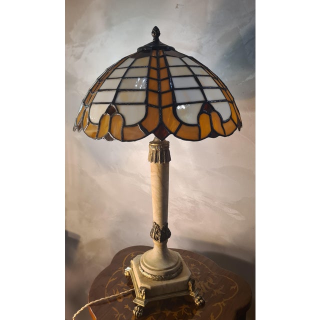 Gold Empire-Style Bronze and Marble Table Lamp, 1890 For Sale - Image 8 of 17