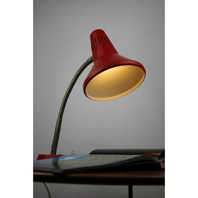 Adjustable Desk Lamp in Red Painted Metal and Chrome-Plated Spiral Arm from Tep, 1970s, in Very Good conditions. Designed...
