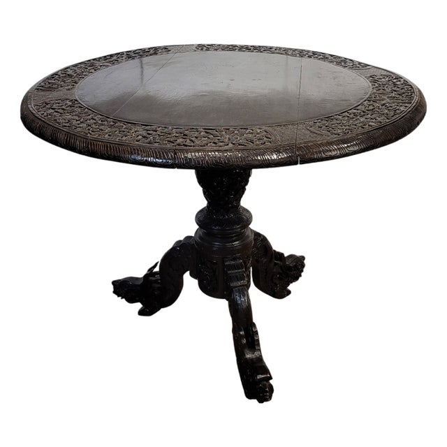 19th Century Anglo-Indian Padauk Center Table, India For Sale