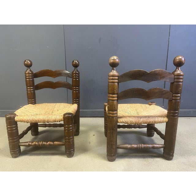 Brutalist Children's Chairs attributed to Charles Dudouyt, 1960s, Set of 2 For Sale - Image 4 of 8