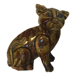 Antique 19th Century Chinese Glaze Porcelain Tiger Cat Figure