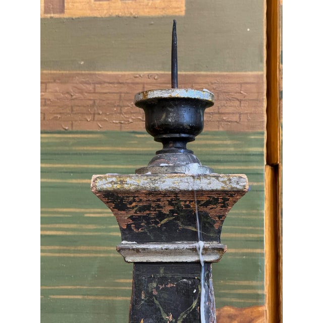 Pair of 19th Century Continental Faux Painted Marble Triangular Floor Prickets For Sale - Image 13 of 14