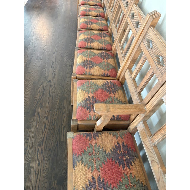 Morewood and Yager Handcrafted Tao Dining Table With 8 Kilim Seats For Sale - Image 9 of 11