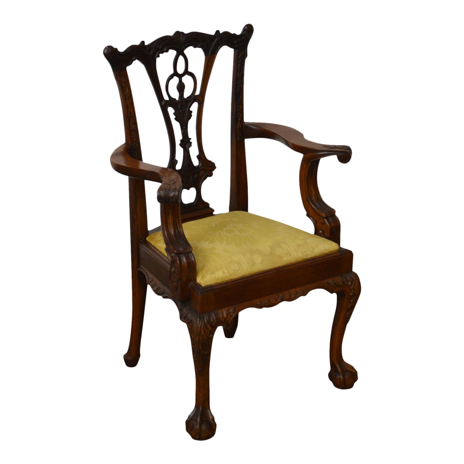 Furnishing Co. Solid Mahogany Hand Carved Chippendale Style