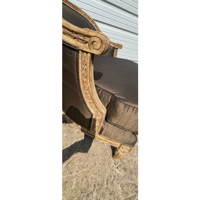 Olive Elegant French Country Style Upholstered Club Chairs/Pair For Sale - Image 8 of 12