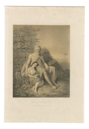 After Pehr Wickenberg, Oedipus and Antigone, Lithograph, 1850