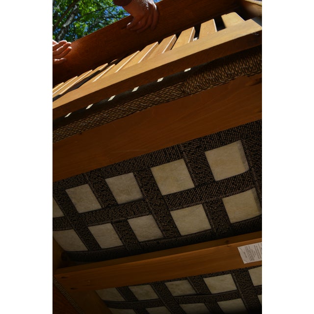 1980s Mission Oak Couch Chair & Ottoman 3 Piece Set by Quality Fabrications - Amish Made - Stickley Style For Sale - Image 16 of 18