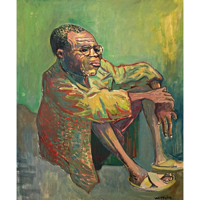Alois Wittlin, Personnage Assis, Gong Hill, Frontière du Tanganyika, Kenya, 1952, Oil on Wood, Framed For Sale - Image 13 of 13
