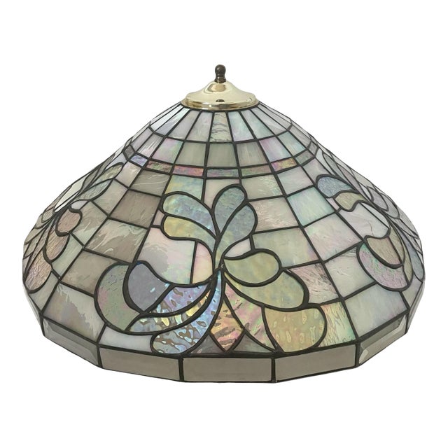Vintage Tiffany Style Stained Hanging Lamp Shade. 1980s. Soft Colors For Sale