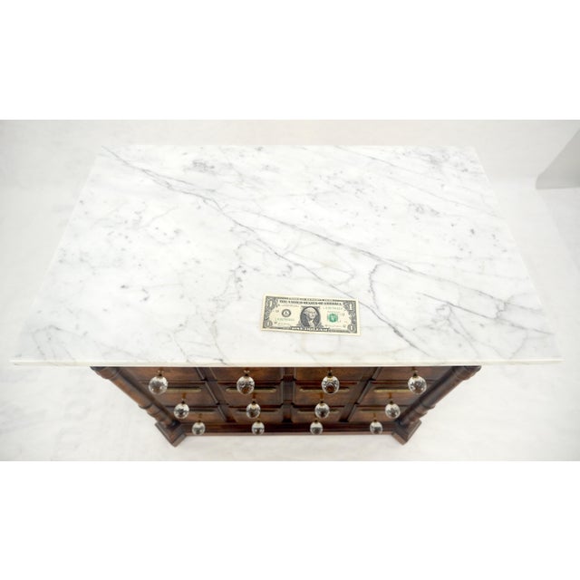 Marble Top Drawers Burl Wood Decorative Cristal Balls Pulls Bachelor Chest MINT For Sale - Image 13 of 17