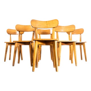 Vintage French Luterma Chapel Dining Chairs in Bentwood, 1950s, Set of 6 For Sale