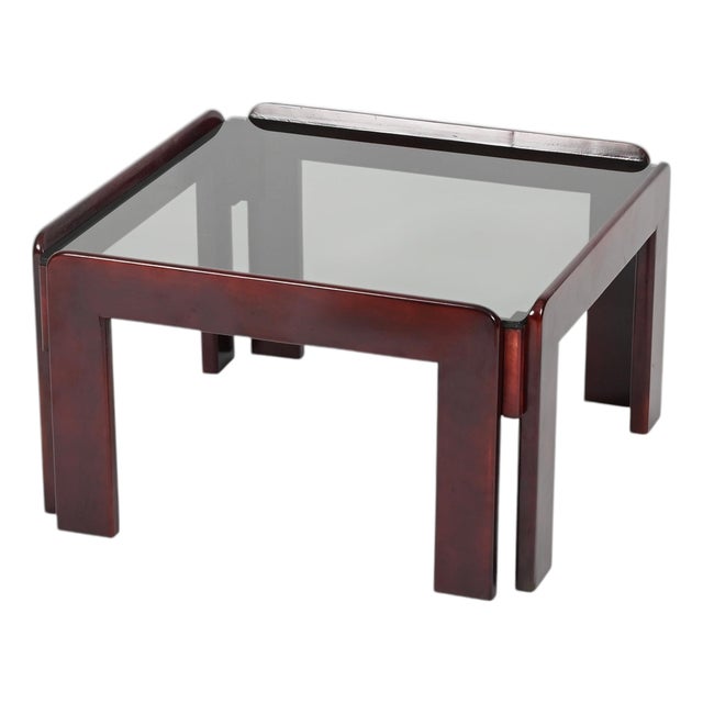 Square Coffee Table with Smoked Glass by Afra & Tobia Scarpa, Italy, 1960s For Sale