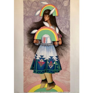 Alice Asmar, Rainbow Dancer, Native American Indian Lithograph California Woman Artist, 1980 For Sale