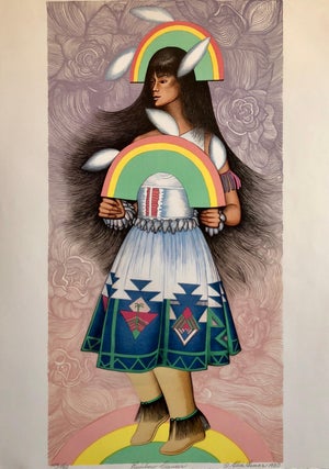 Alice Asmar, Rainbow Dancer, Native American Indian Lithograph California Woman Artist, 1980