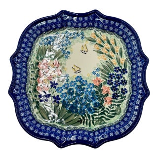 Polish Pottery' Unikat Large Squarish Serving Platter #2382 by Ceramika Artystyczna Company For Sale