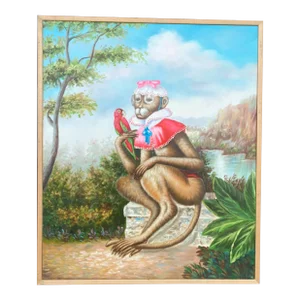 Vintage Dressed Monkey Portrait Painting