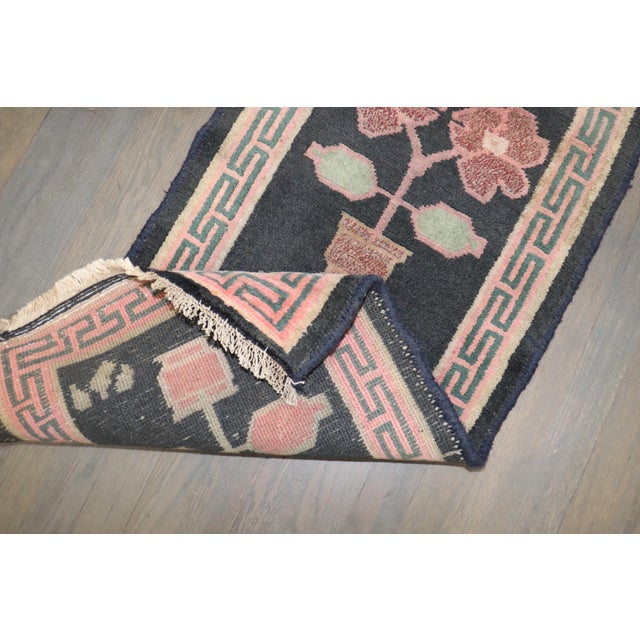 Mid 20th Century Narrow Small Vintage Tibetan Floral Runner rug no. j5293 For Sale - Image 5 of 5