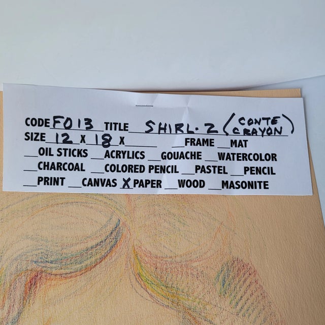 Vintage Color Pencil Drawing "Shirley" Female Portrait 1995 Unframed 12x18 Signed Lardis For Sale - Image 4 of 4