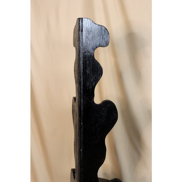1970s Tall Folk Art Black Scroll Corner Shelf For Sale - Image 10 of 14