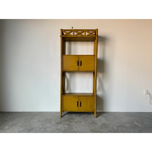 Mid-Century Modern Mid-Century Bent Rattan Bookcase For Sale - Image 3 of 12