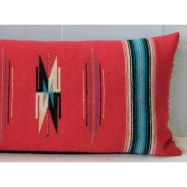 Mexican Red Serape Bolste Pillow For Sale - Image 4 of 5