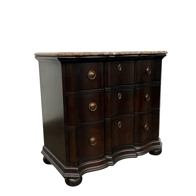 Hickory Chair Furniture Company Pair of Hickory Chair French Louis XV Style Serpentine Marble-Top Commodes For Sale - Image 4 of 10