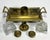 Antique English Brass Double Crystal Inkwell & Sealing Wax Candle Holder Set for your consideration. The overall...