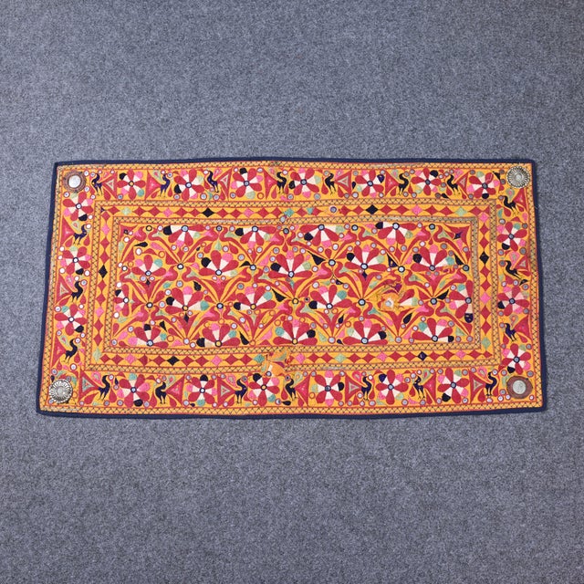 1930s Peacock Motifs Gujarati Wall Tapestry / Indian Wall Hanging