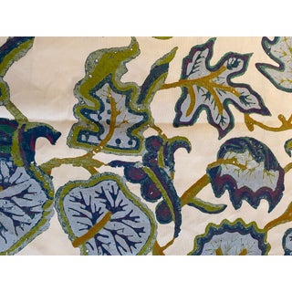 Palampore Blues Greens on Natural Linen Bramalta Fabric- 2 Yards For Sale