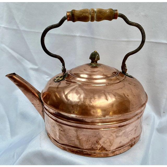 Revere Copper and Brass Inc. Early 1900s Copper Tea Kettle For Sale - Image 4 of 10