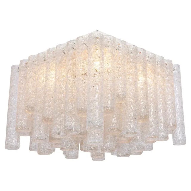 Murano Ice Glass Tubes Flushmount attributed to Doria, Germany, 1960s For Sale - Image 9 of 9