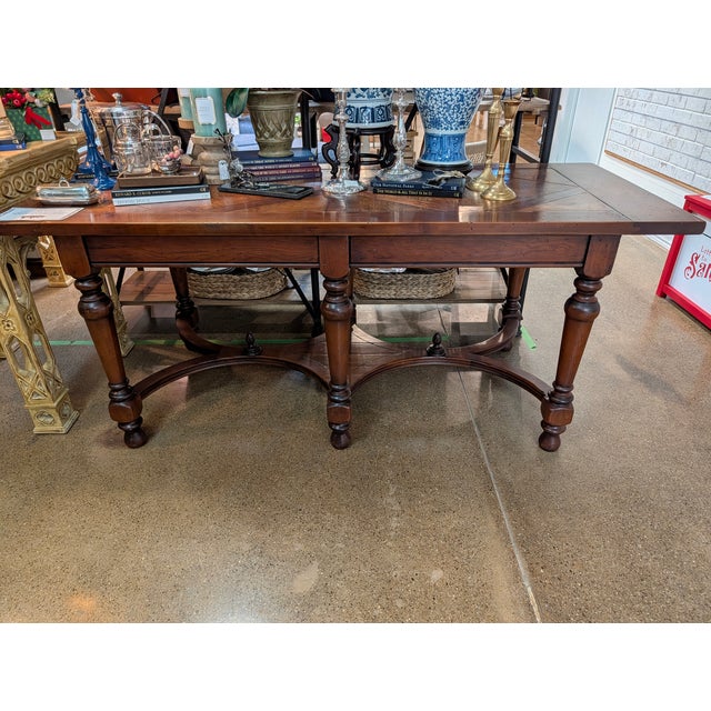 Narrow Vintage Tavern Dining Table Solid Wood For Sale - Image 9 of 11