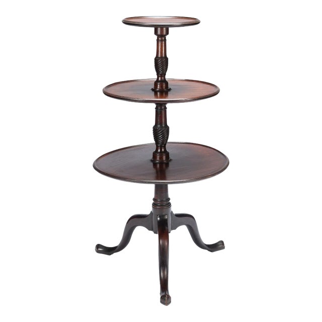English Georgian Three Tiered Dumb Waiter on Cabriole Legs, C. 1760-80 For Sale