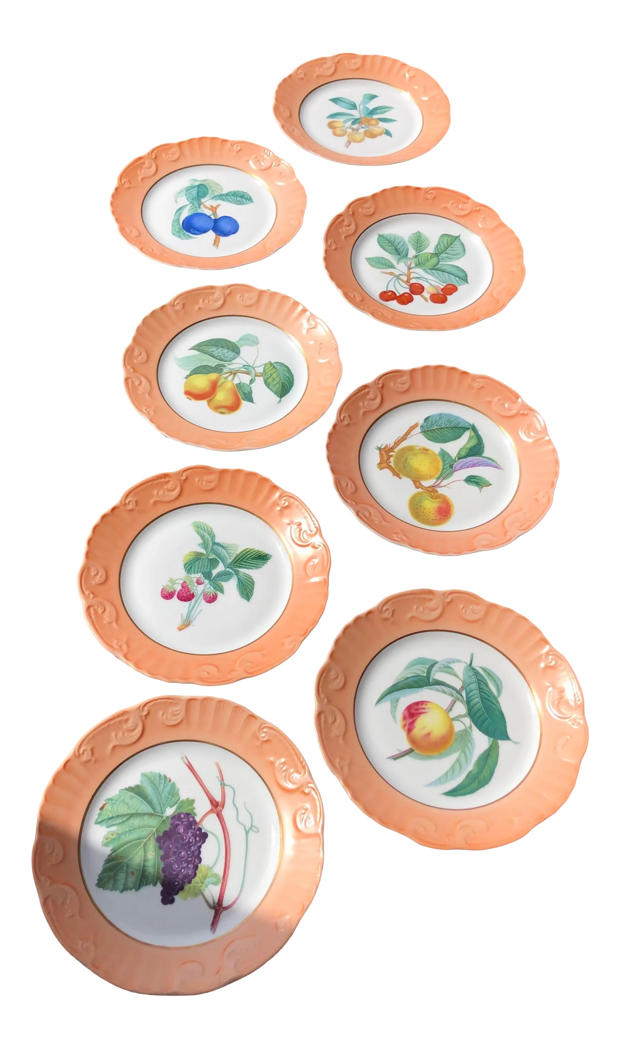 Mottahedeh “Vista Alegre” Fruits Design Dessert or Salad Plates