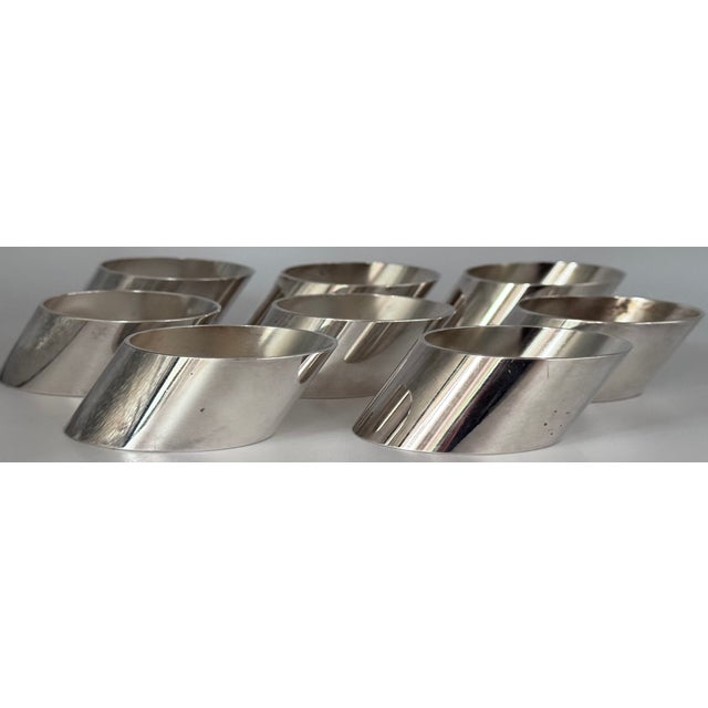Silver Vintage Contemporary Silver-Plated Napkin Rings, Polished - Set of 8 For Sale - Image 8 of 12