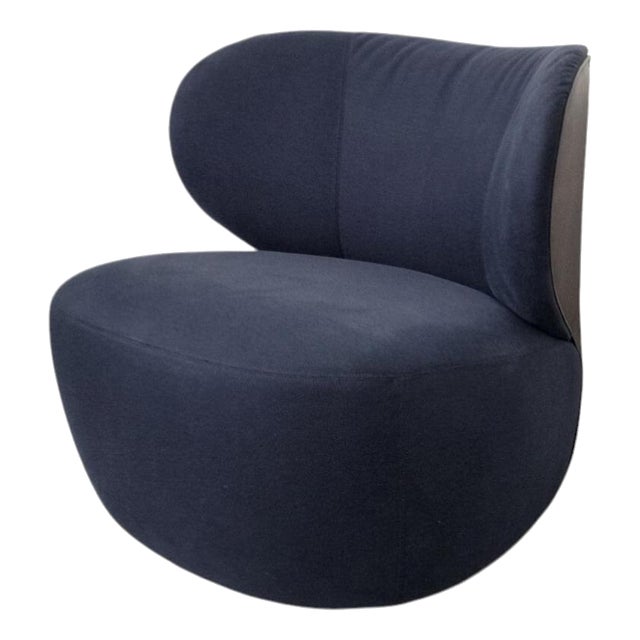 Bao Swivel Chair in Navy and Chocolate Leather by Walter Knoll For Sale