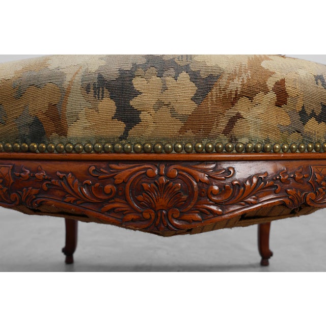 Carved Walnut Armchair with Cabriole Legs and Tapestry Upholstery, France, 1880 For Sale - Image 17 of 18