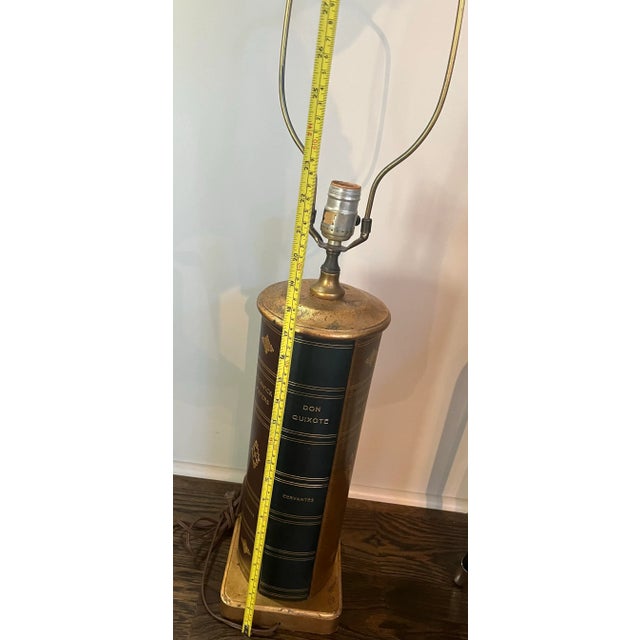 Vintage Frederick Cooper Attributed Table Lamp Faux Leather Books With Gold Leaf For Sale - Image 12 of 12