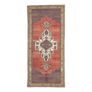 Vintage Turkish Oushak Rug - 5'02 X 11'04 For Sale