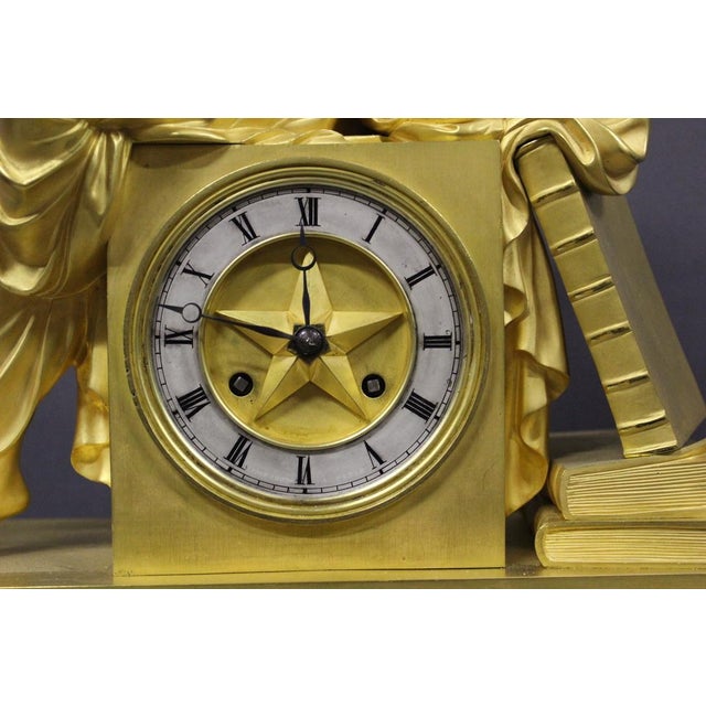 Metal Restoration Allegory of Astronomy Clock in Gilt Bronze, Early 19th Century For Sale - Image 7 of 16